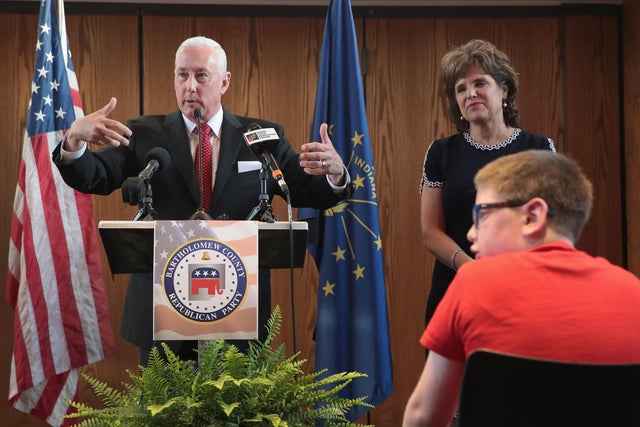 Brother Of Vice President Pence, Congressional Candidate Greg Pence Holds Primary Night Event In Columbus, Indiana 