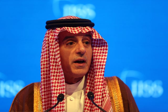 Saudi Arabia's Foreign Minister Adel bin Ahmed Al-Jubeir speaks during the second day of the 14th Manama dialogue, Security Summit in Manama 