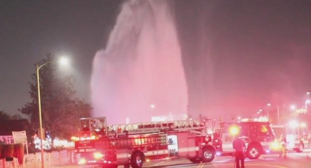 Driver Careens Into Fire Hydrant, Triggers Geyser In Canoga Park 