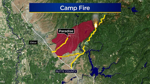 Camp Fire in Butte County Locator 