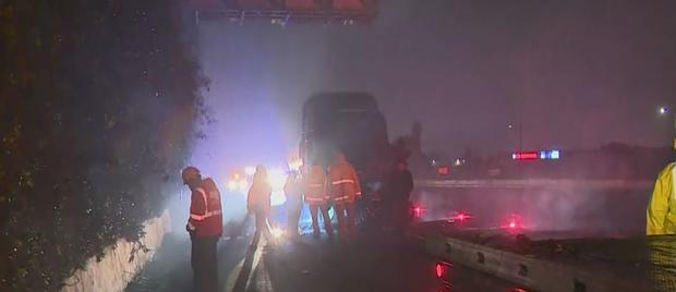 One Killed, 4 Hurt In Fiery Big Rig Collision On 405 Freeway In Costa Mesa 