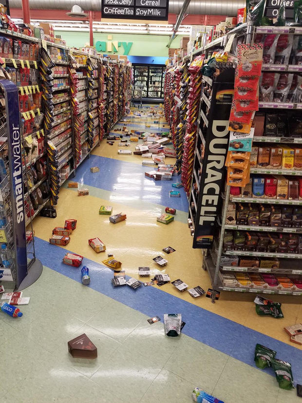 Earthquake damage is seen inside a store in Anchorage, Alaska 