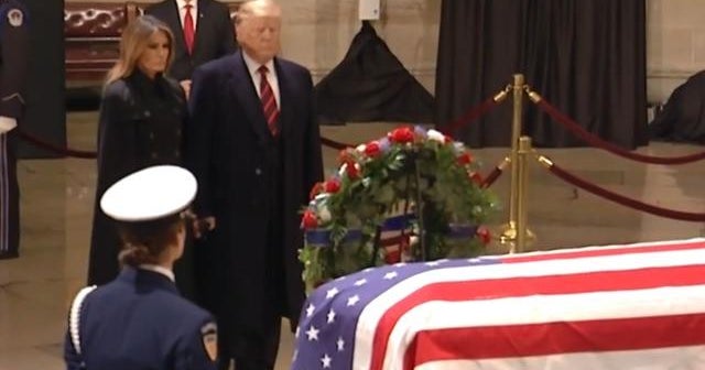 Trump, first lady pay respects to former President H.W. Bush