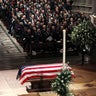 Former U.S. President George W. Bush delivers eulogy at state funeral for his father former U.S. President George H.W. Bush at Washington National Cathedral 