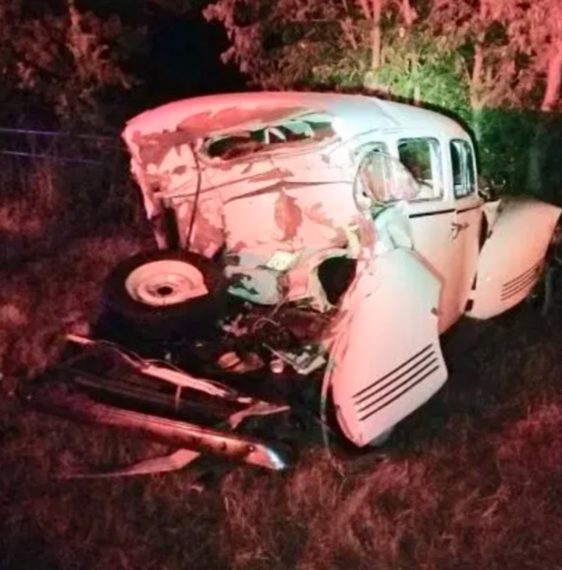 wrecked Packard 