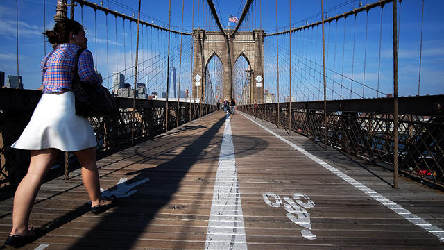Woman-crossing-Brooklyn-Bridge-warm-weather.jpg 
