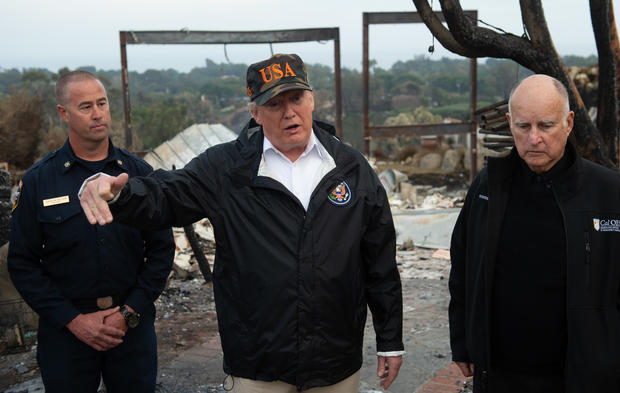 President Donald Trump tours California wildfire destruction 