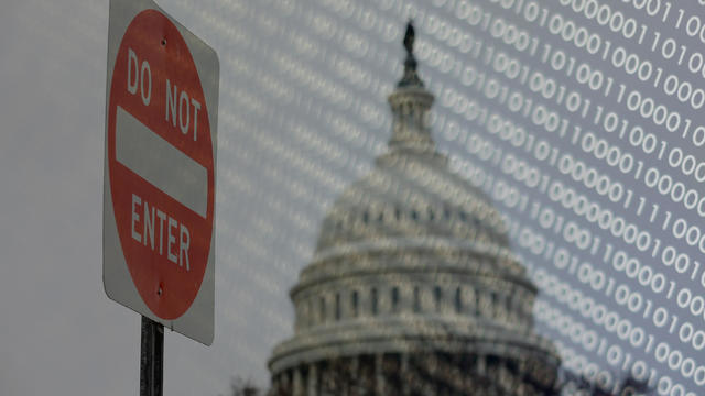 A traffic sign at the U.S. Capitol during the partial government shutdown in Washington 