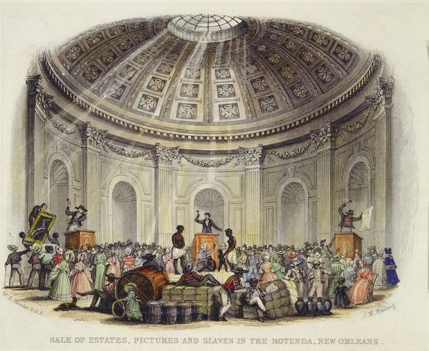 Sale of Estates, Pictures and Slaves in the Rotunda, New Orleans