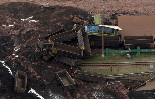 General view from above of a dam owned by Brazilian miner Vale SA that burst, in Brumadinho 