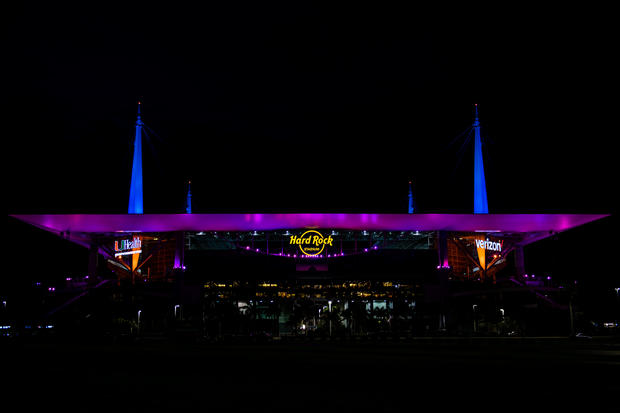 Hard Rock Stadium lights up for Super Bowl LIV 