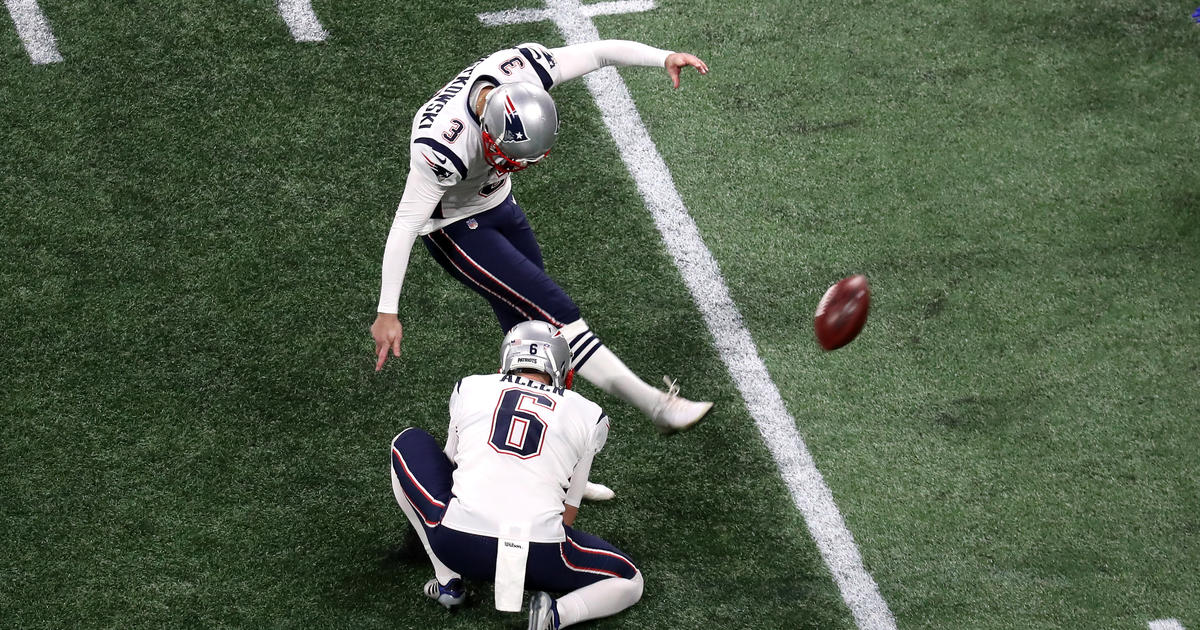 New England Patriots center David Andrews (60) celebrates a touchdown by  teammate Sony Michel (not pictured) in the fourth quarter of Super Bowl  LIII against the Los Angeles Rams at Mercedes-Benz Stadium