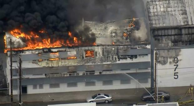 Two-Alarm Commercial Blaze Collapses Roof In Huntington Park 