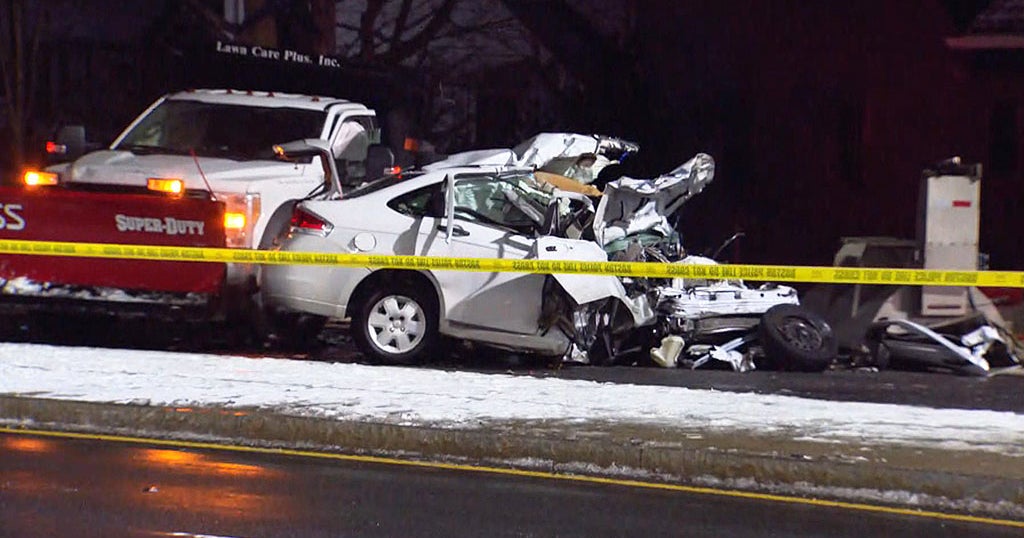 Driver Killed, Car Destroyed In Snow Plow Crash In West Roxbury CBS