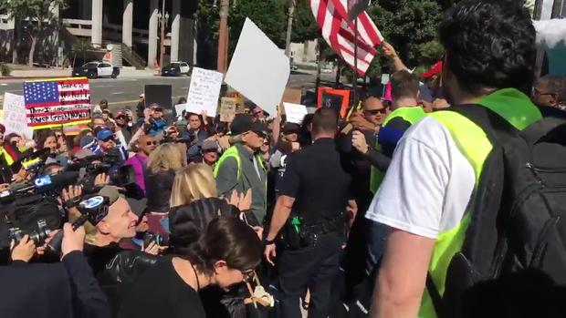 Protesters Gather In Downtown LA Against Trump's National Emergency Declaration 