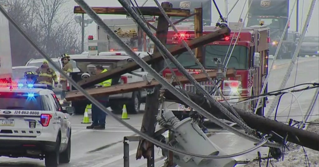 Car Shears Telephone Pole In North Huntingdon - CBS Pittsburgh