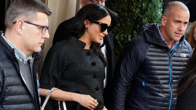 Meghan Markle, Duchess of Sussex, exits a hotel in the Manhattan borough of New York City 