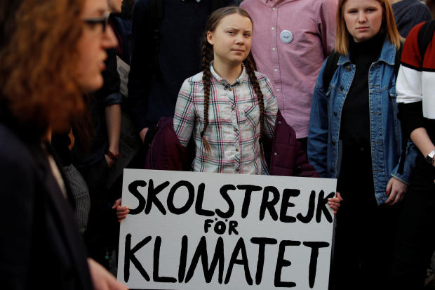 Swedish environmental activist Greta Thunberg takes part in a protest claiming for urgent measures to combat climate change in Paris 