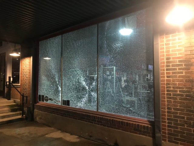 Lockout Gym windows shot out 