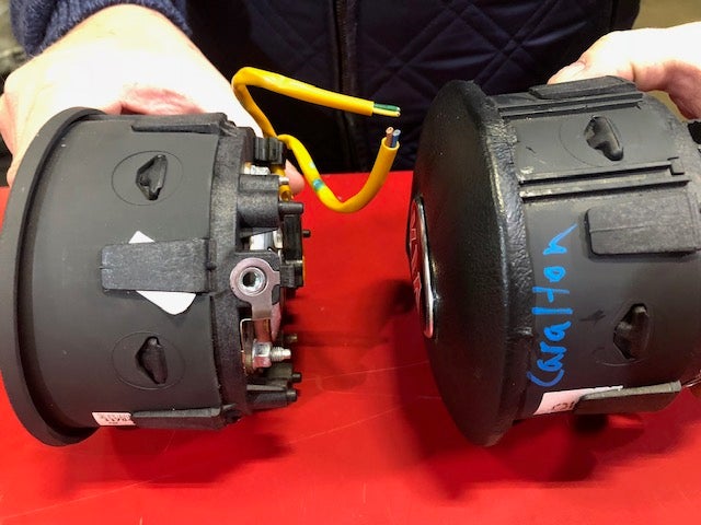 counterfeit airbag side by side with real airbag 