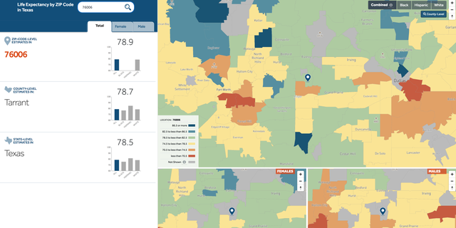 life expectancy interactive map 