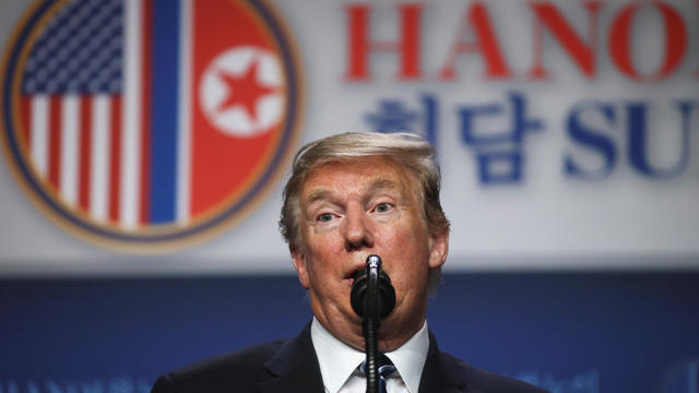 U.S. President Donald Trump holds a news conference after his summit with North Korean leader Kim Jong Un at the JW Marriott hotel in Hanoi, Vietnam 