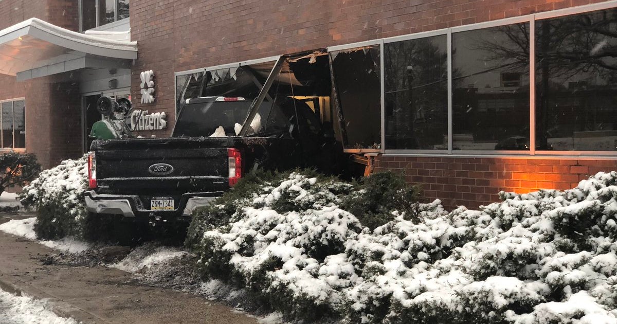Truck With Snow Plow Crashes Into Building In Elkins Park - CBS ...