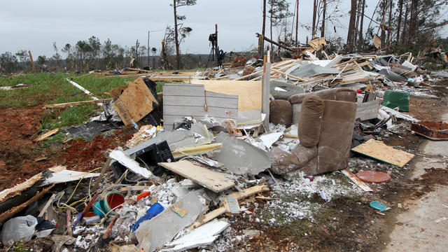 Damage is seen from a tornado which killed at least 23 people in Beauregard, Alabama, on March 4, 2019. 