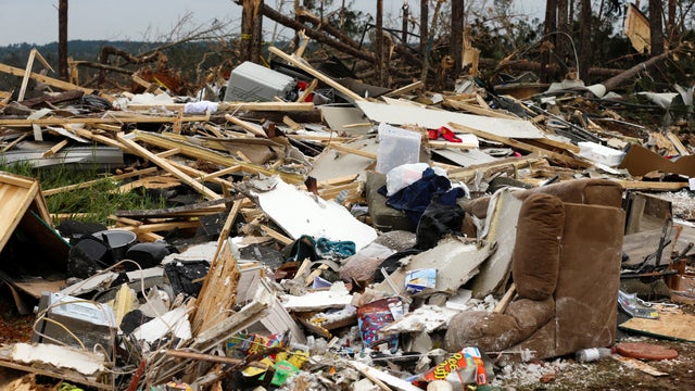 Damage is seen after a string of tornadoes caused several fatalities in Beauregard, Alabama, March 4, 2019. 