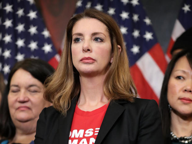 Moms Demand Action for Gun Sense founder Shannon Watts joins other gun-safety advocates for a news conference to introduce legislation to expand background checks for firearm sales in the Rayburn Room of the U.S. Capitol Jan. 8, 2019, in Washington. 