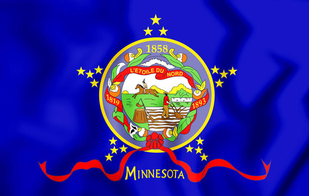 3D Flag of Minnesota (1893), USA. 
