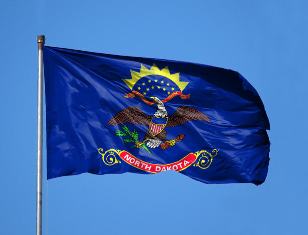 National flag State of North Dakota on a flagpole 