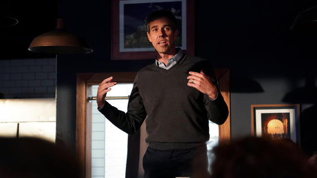Democratic 2020 presidential candidate Beto O'Rourke speaks with supporters during a three day road trip across Iowa 