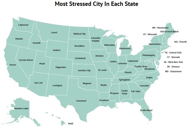 most-stressed-city-in-each-state 
