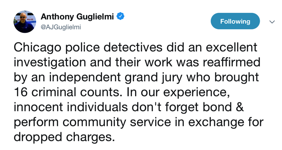 Anthony Guglielmi Jussie Smollett ‏Tweet 