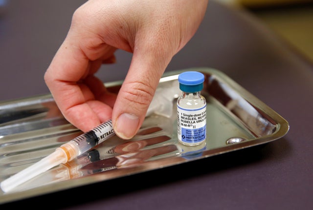 A vial of the measles, mumps, and rubella (MMR) vaccine
