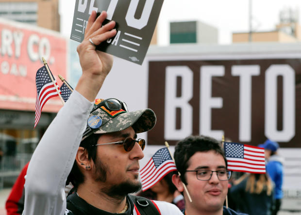 Supporters of Democratic 2020 U.S. presidential candidate Beto O'Rourke are seen ahead of his kickoff rally on the streets of El Paso 