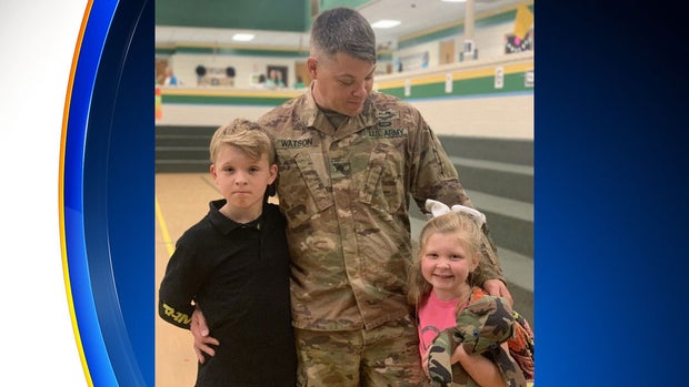 Army Sergeant Will Watson surprised his kids at school