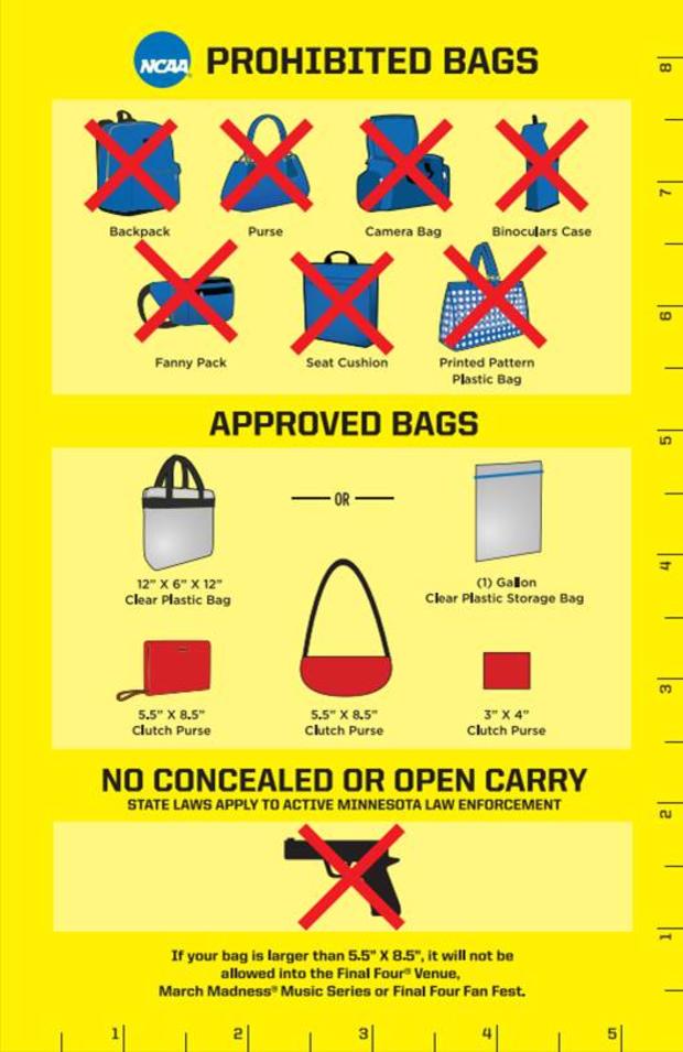 NCAA Bag Chart 