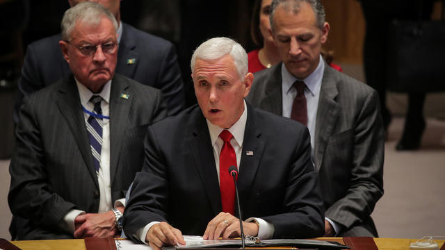U.S. Vice President Mike Pence addresses the United Nations Security Council at U.N. headquarters in New York 
