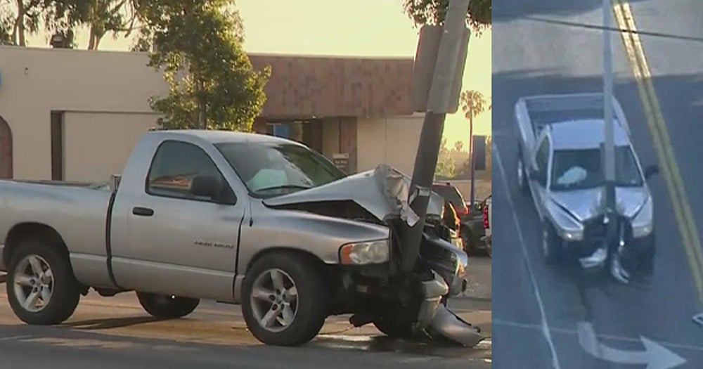Truck Keeps Going After Slamming Into Light Pole; Power Lines Down In ...