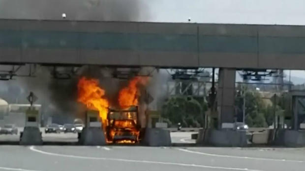 Benicia Bridge toll plaza truck fire 