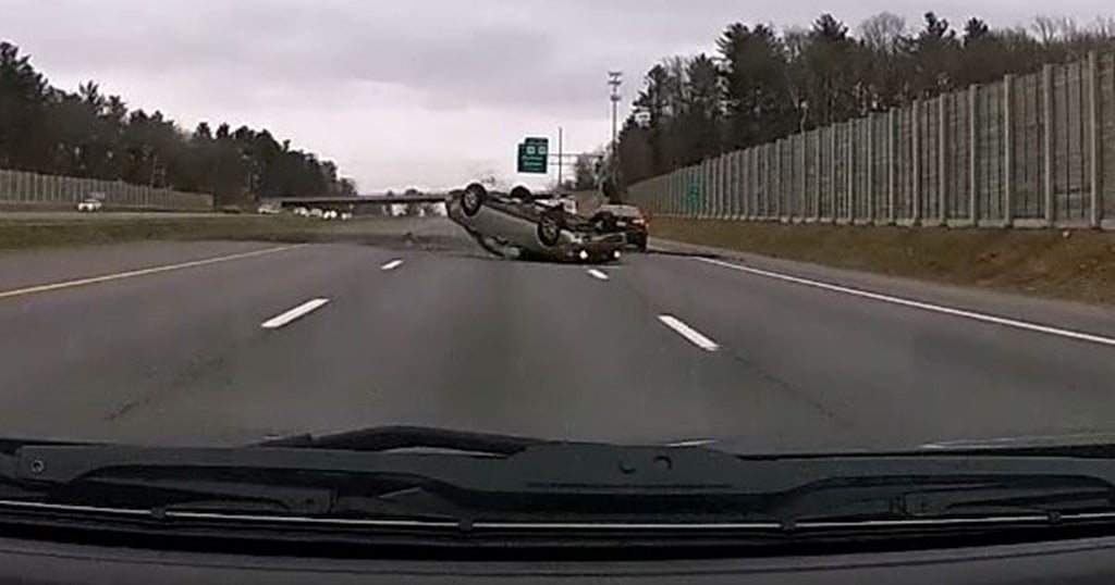 I-93 Rollover Crash Captured On Dashboard Camera - CBS Boston