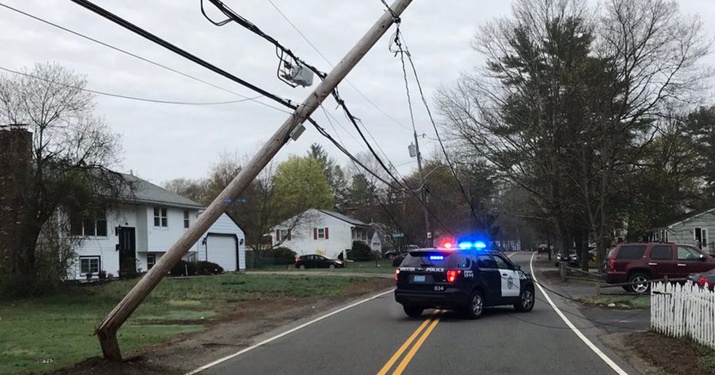Brockton Driver Flees After Snapping Telephone Pole In Crash - CBS Boston