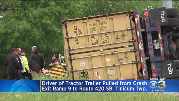 Tractor-Trailer overturns on route 420 