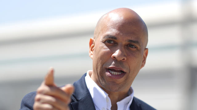 U.S. Democratic presidential candidate New Jersey Senator Cory Booker speaks at Hyperion Water Reclamation Plant in Los Angeles 