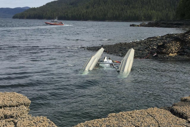 U.S. Coast Guard crew searches for survivors from downed aircraft in the vicinity of George Inlet near Ketchikan, Alaska 