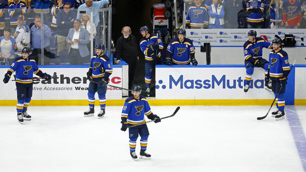 The Blues react after losing Game 3 