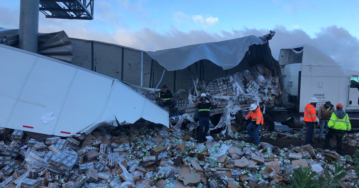 Big Rig Hauling 65K Pounds Of Apple Juice Crashes On Highway 99 - CBS ...