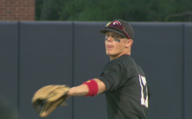 Bobby Witt, Jr. (15) of Colleyville Heritage High School in Colleyville,  Texas during the Under Armour All-American Game practice presented by  Baseball Factory on July 28, 2017 at Rocky Miller Park in